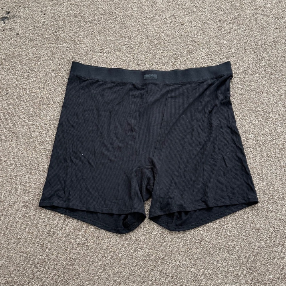 SKIMS Soft Lounge Boxer Onyx Black Ribbed Stretch Underwear PN-HWS-0257 4X NEW